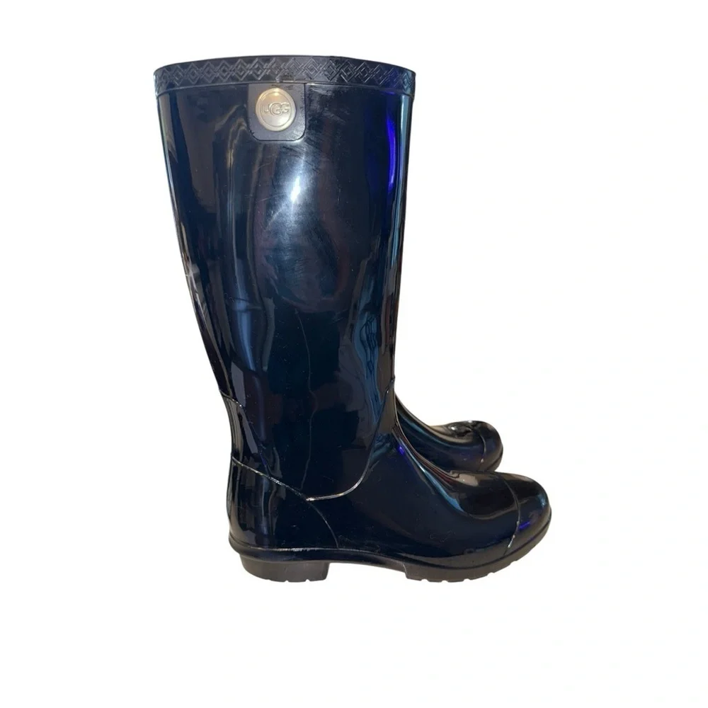 ▶️ UGG ◀️ Black Shaye Rain Boots Womens 7 - flaw